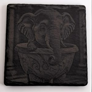 Handcrafted Elephant in a Tub Slate Coaster
