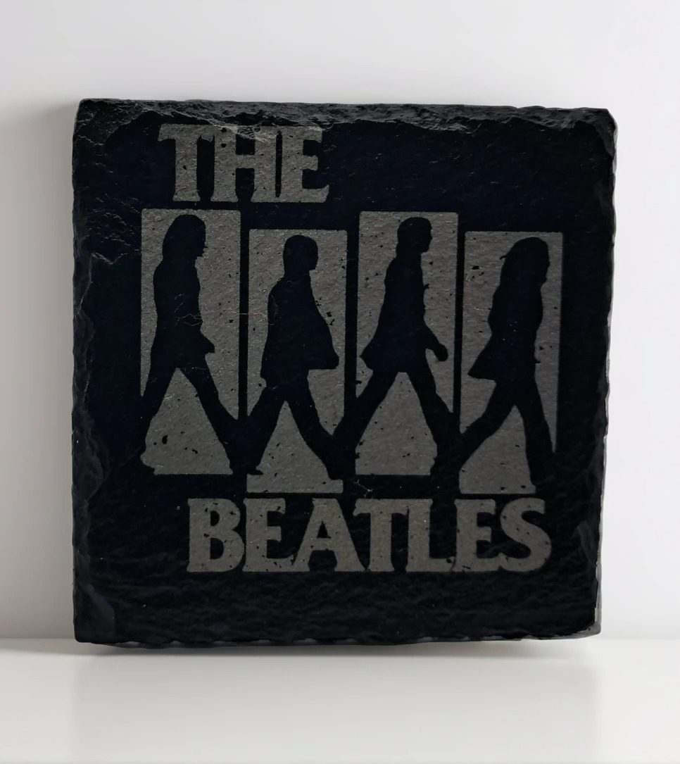 Iconic Handcrafted Abbey Road Slate Coaster | The Beatles Crossing Silhouette Art
