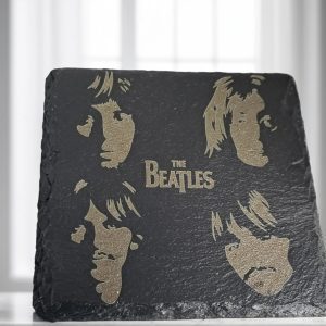 Handcrafted Beatles Silhouette Slate Coaster | Iconic Band Rock & Roll Memorabilia