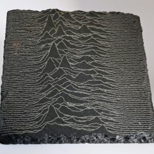 Handcrafted Engraved Slate Coaster - Joy Division Unknown Pleasures Waveform Art - Post-Punk Gift