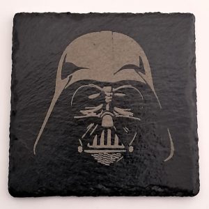 Handcrafted Engraved Square Slate Coaster - Darth Vader Star Wars Art - Sci-Fi Fan Gift