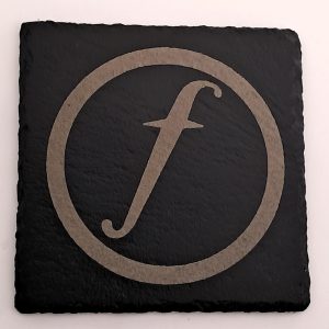 Handcrafted Engraved Slate Coaster - Factory Records Logo - Manchester Music History Gift