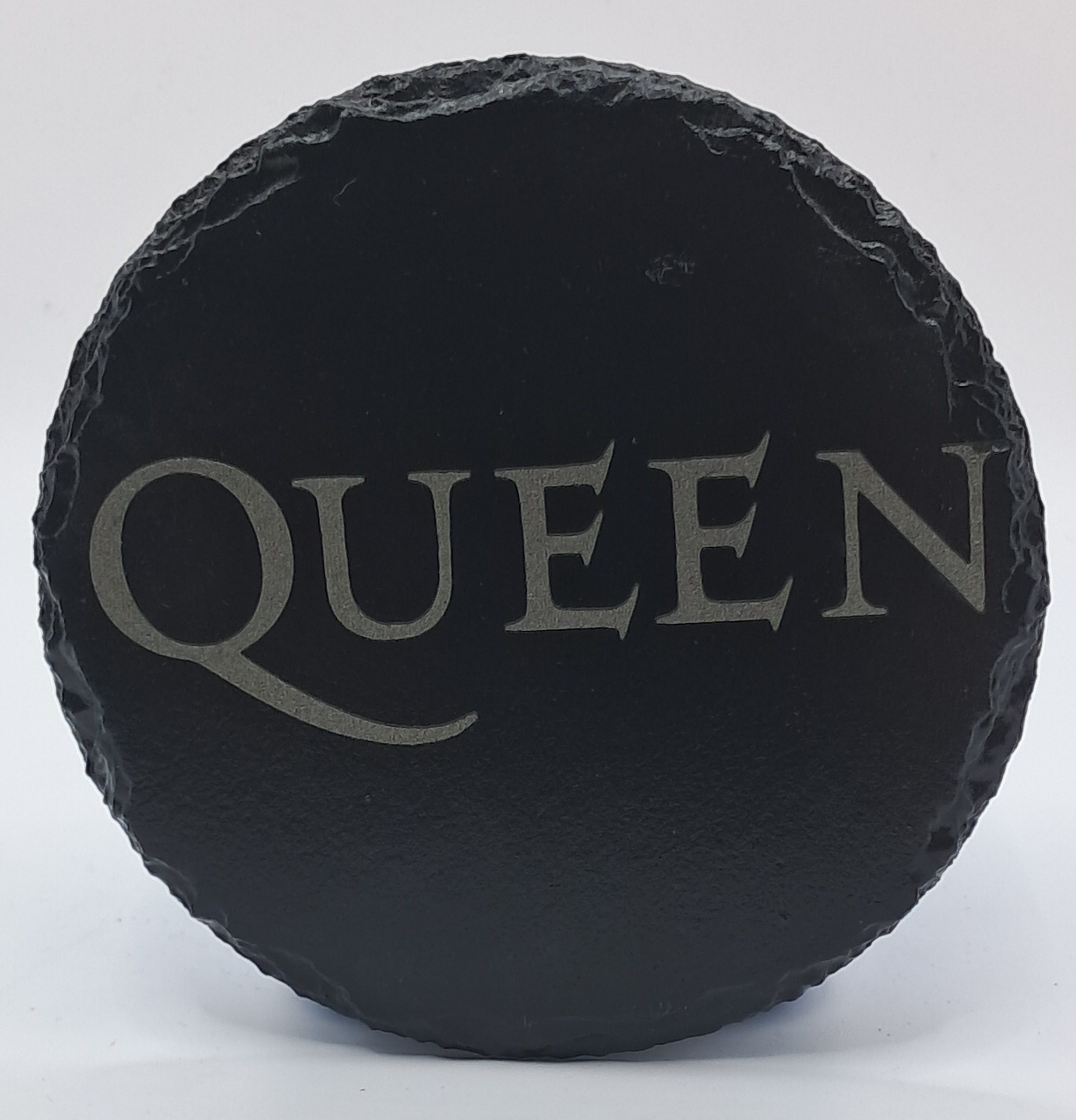 Handcrafted Engraved Slate Coaster - Queen Classic Logo - Rock Music Fan Gift