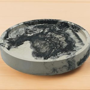 Handmade Marbled Black & White Eco Resin Round Trinket Tray - Entryway/Desk Organizer