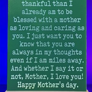 Handmade A6 Acrylic "Thankful for Mother" LED Plaque - USB Mother's Day Gift