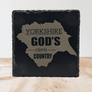 Yorkshire God's Own Country Engraved Slate Coaster - Handmade Map Design
