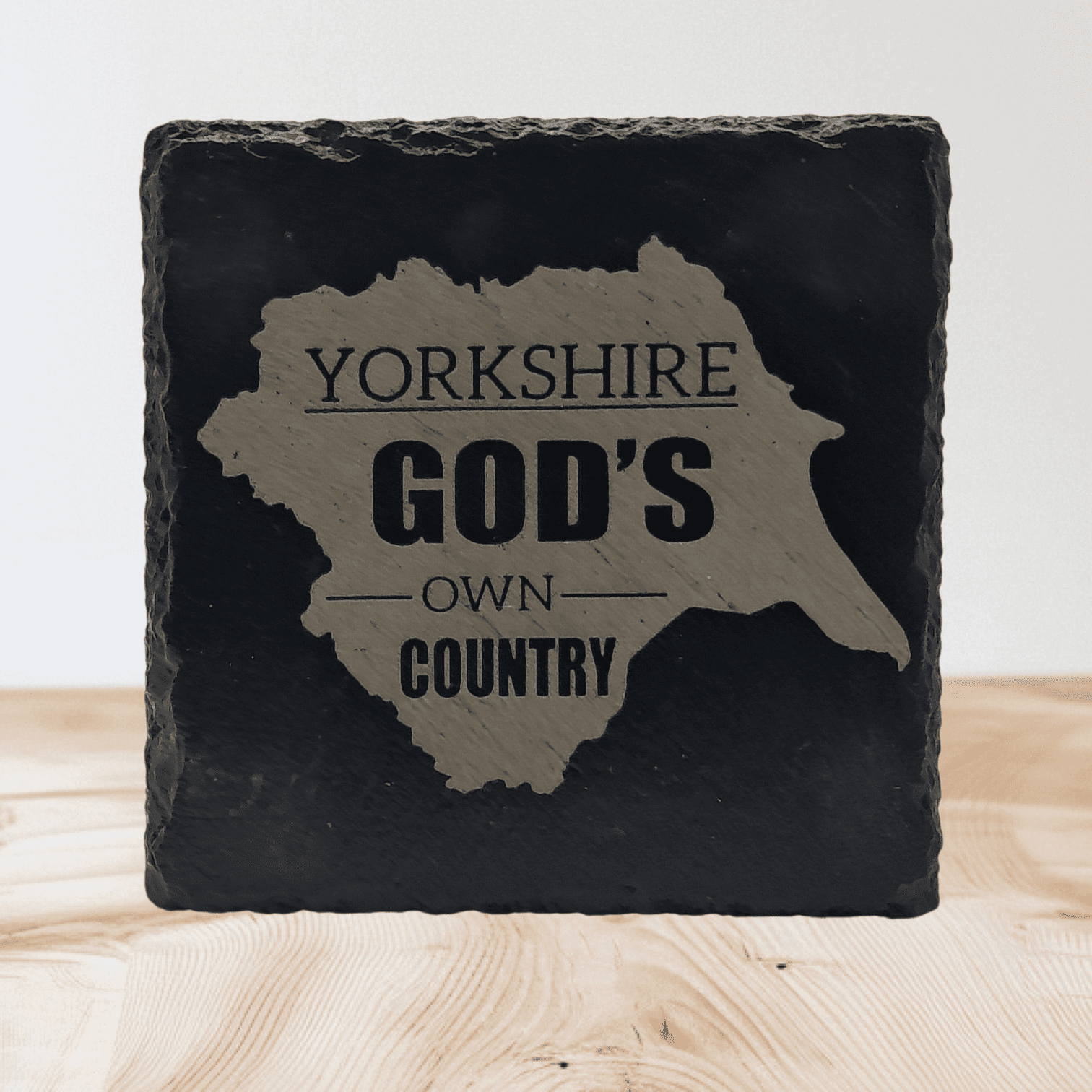 Yorkshire God's Own Country Engraved Slate Coaster - Handmade Map Design