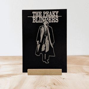 Handmade A6 Acrylic "The Peaky Blinders" LED Plaque - USB Powered Wood Base Gift