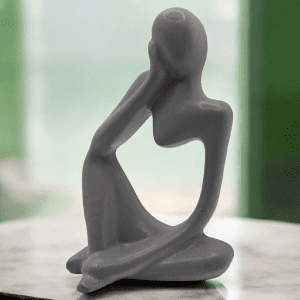 Handmade Abstract Thinker Sculpture - Minimalist Eco Resin Desk Decor | Modern Seated Figure Statue