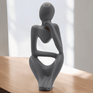Handmade Abstract Thinker Sculpture - Minimalist Eco Resin Desk Decor | Modern Seated Figure Statue