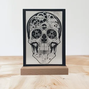 Steampunk Skull LED Light: Handmade A6 USB Desk Lamp