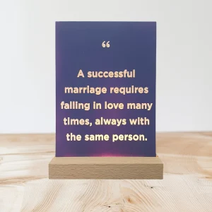 Handmade A6 Acrylic "Successful Marriage Quote" LED Plaque - USB Powered Wedding Gift