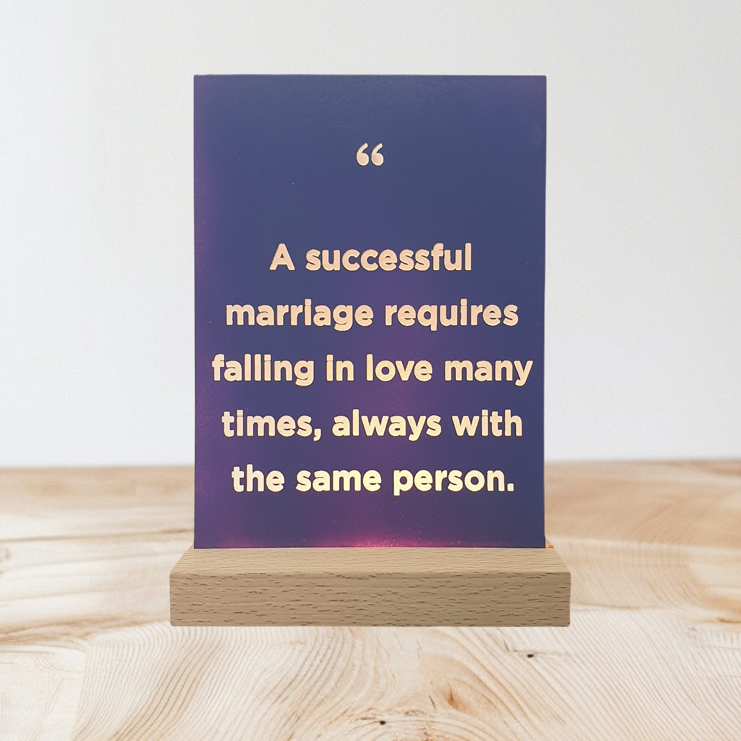Handmade A6 Acrylic "Successful Marriage Quote" LED Plaque - USB Powered Wedding Gift