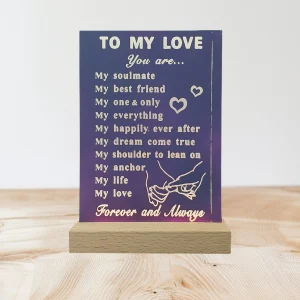 Handmade "To My Love" A6 Acrylic LED Plaque - USB Powered Romantic Gift