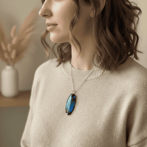 Handcrafted Teardrop Resin Necklace: Abstract Rainbow Fluid Art Pendant