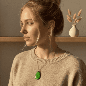 Handcrafted Resin Teardrop Pendant Necklace - Vibrant Green and Yellow Swirl