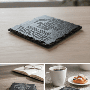 Handcrafted Yorkshire Quote Engraved Slate Coaster