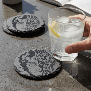 John Lennon "Imagine" Handcrafted Slate Coaster