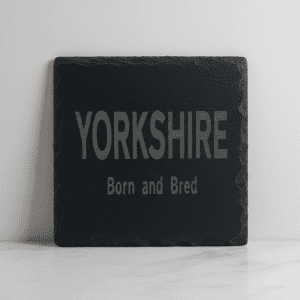 Handmade Round "Yorkshire Born and Bred" Slate Coaster - Handcrafted Regional Pride Gift