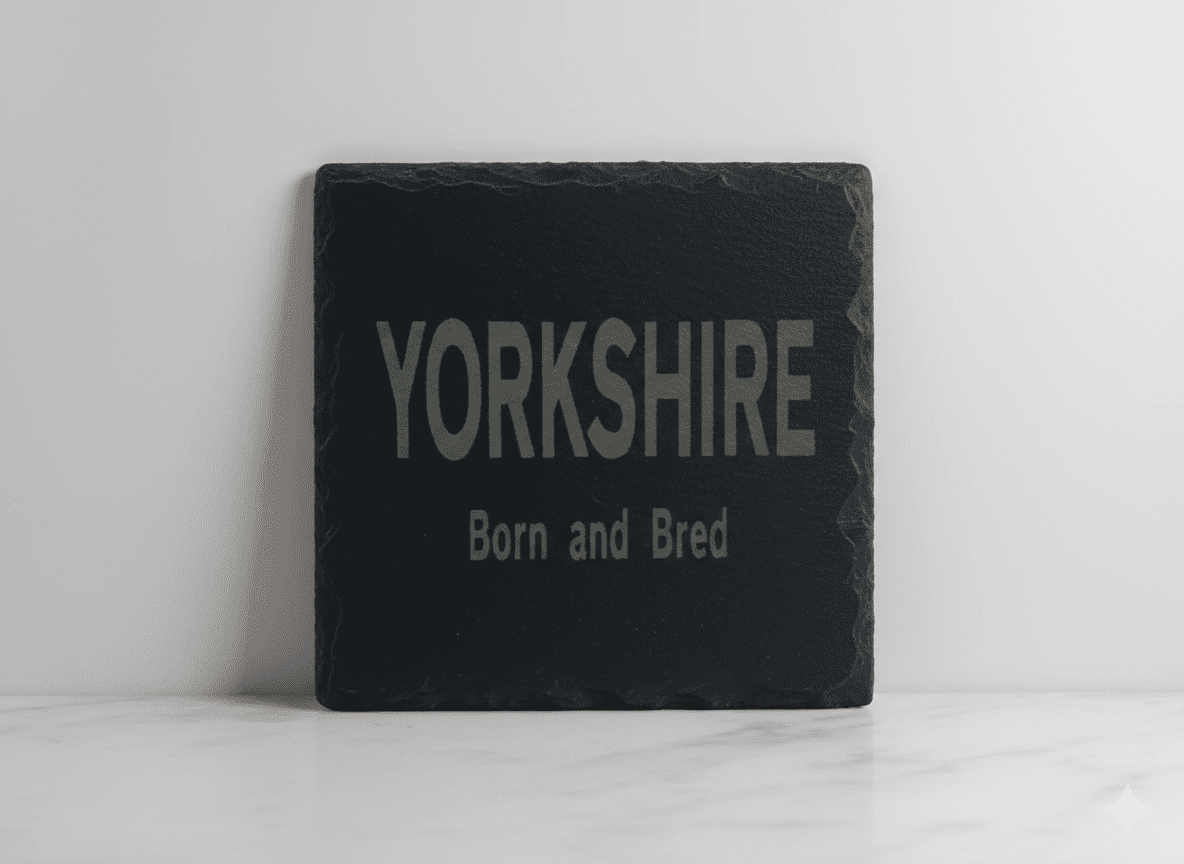 Handmade Round "Yorkshire Born and Bred" Slate Coaster - Handcrafted Regional Pride Gift