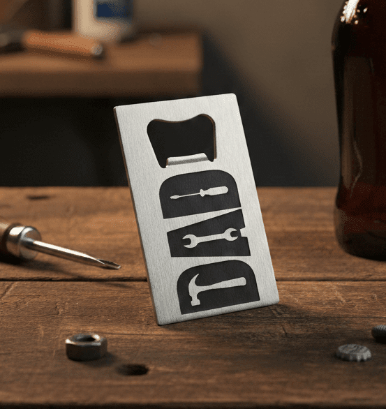 Personalised "Dad" Tools Stainless Steel Wallet Bottle Opener