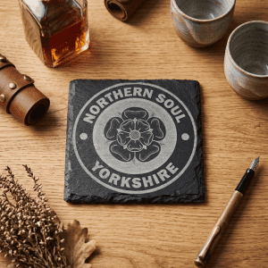 Northern Soul Yorkshire Slate Coaster – White Rose Heritage Gift