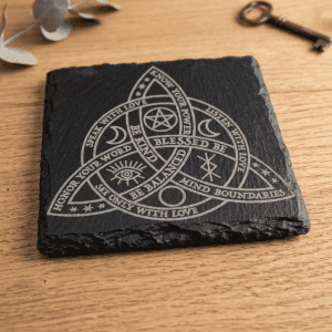 Wiccan Triquetra Slate Coaster – Blessed Be Affirmation Decor