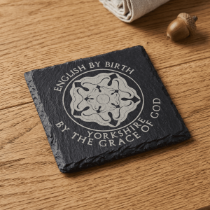 Gemini said "Yorkshire by the Grace of God" Engraved Slate Coaster