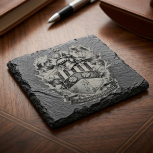 Huddersfield Town AFC Crest Laser Engraved Natural Slate Coaster | Football Fan Gift