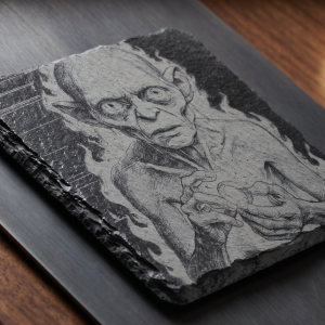 Gollum Lord of the Rings Engraved Natural Slate Coaster | Middle-earth Fan Gift