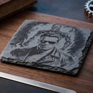 The Terminator Laser Engraved Natural Slate Coaster | Sci-Fi Action Movie Fan Gift