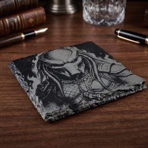 Predator Laser Engraved Natural Slate Coaster | Sci-Fi Action Movie Fan Gift