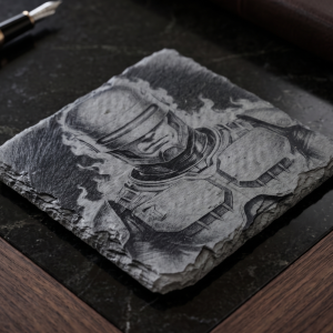 RoboCop Laser Engraved Natural Slate Coaster | Sci-Fi Action Movie Fan Gift