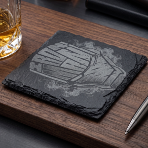 Iron Man Helmet Laser Engraved Natural Slate Coaster | Marvel Superhero Fan Gift