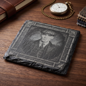 Tommy Shelby Peaky Blinders Engraved Natural Slate Coaster | Birmingham Gangster Fan Gift