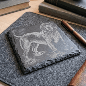 Hand-Engraved Golden Retriever Slate Coaster