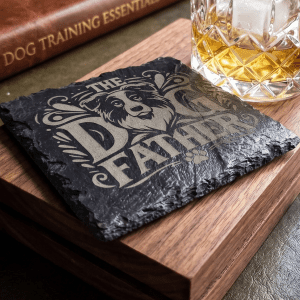 Hand-Engraved "The Dogfather" Slate Coaster