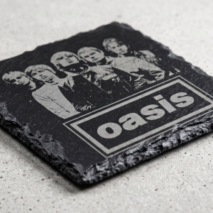 Oasis Engraved Natural Slate Drink Coaster | Britpop Music Fan Gift