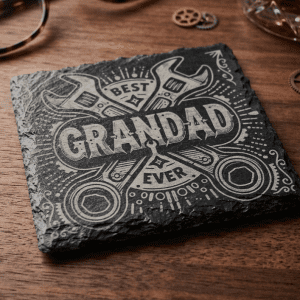 Engraved Best Grandad Ever Square Coaster