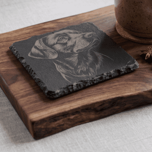 Engraved Labrador Portrait Square Coaster