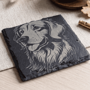 Engraved Golden Retriever Square Coaster