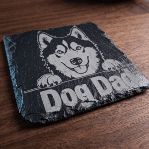 Engraved Dog Dad Slate Coaster
