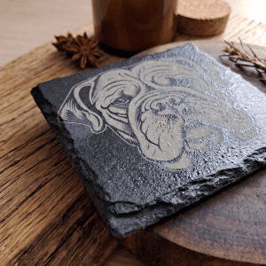 Bulldog Engraved Slate Coaster