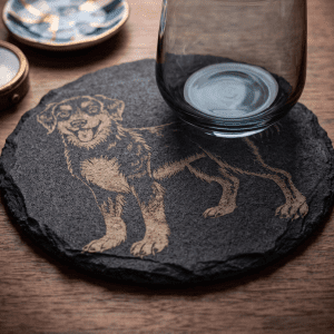 Happy Dog Slate Coaster