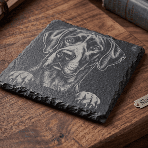 Hand-Engraved Labrador Slate Coaster